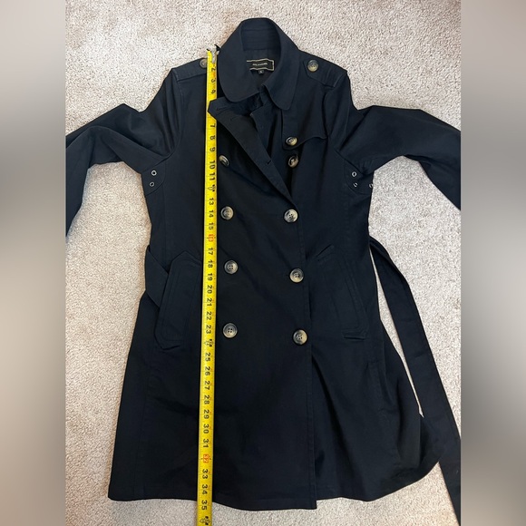 Ava & Aiden Black Cotton Trench Coat Size Large - Picture 10 of 10